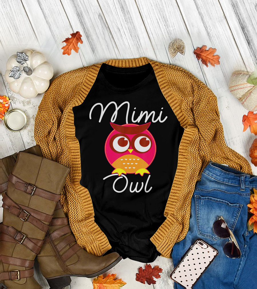 Mimi Owl Cute Grandma Owl Fun Playful T-Shirt