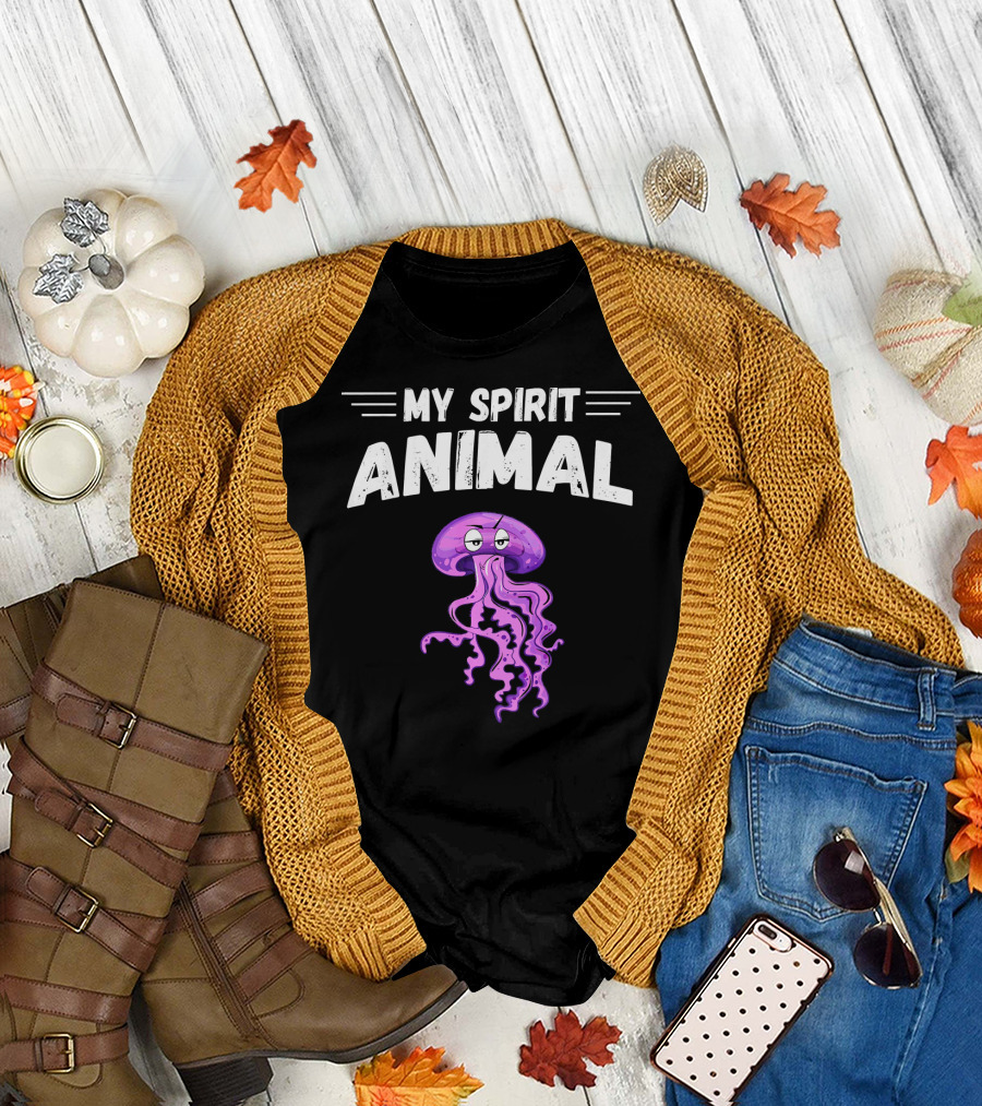 My Spirit Animal Jellyfish With Purple Cartoon T-Shirt