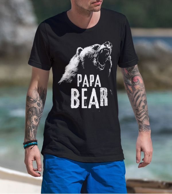Papa Bear Roaring Best Dad T-Shirt