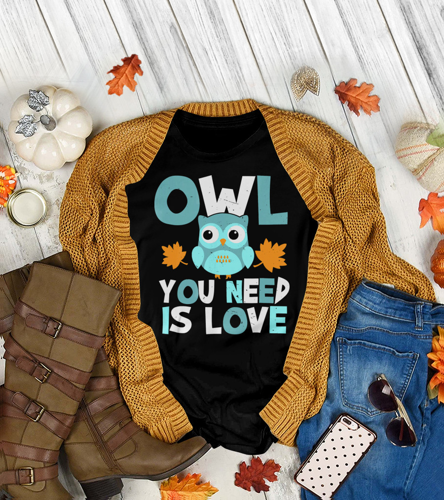 Owl You Need Is Love Valentine Owl Holding Hearts T-Shirt