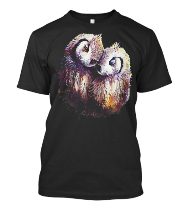 The Dreaming Dragon Owl Pair Embrace: Two Owls Hugging Harmony T-Shirt