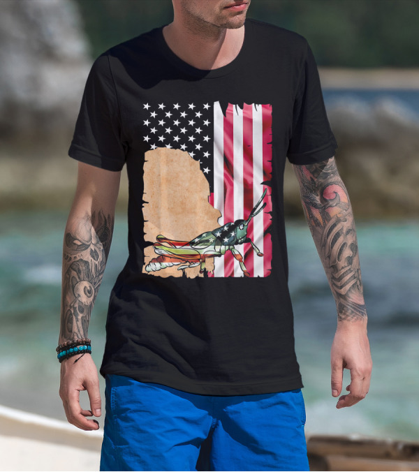 Unique Grasshopper American Flag Stars And Stripes USA T-Shirt