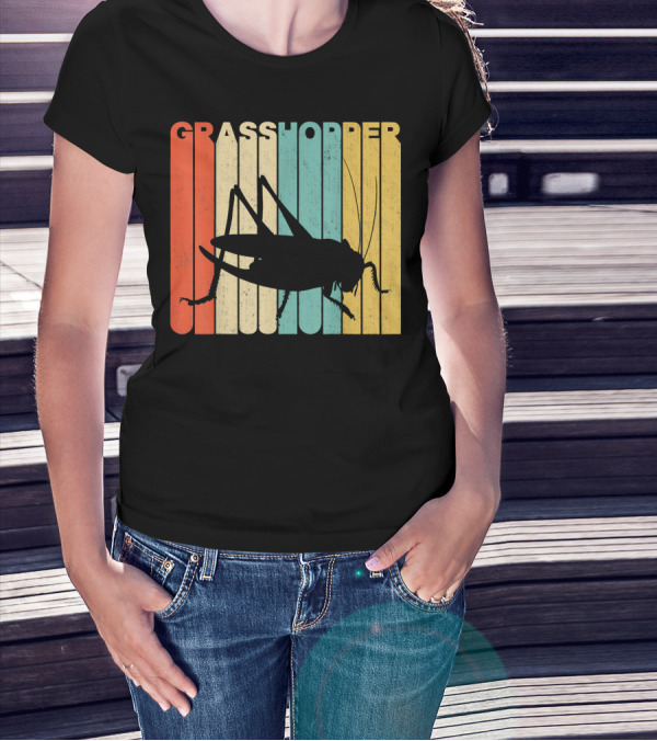 Grasshopper Vintage Retro Silhouette On T-Shirt
