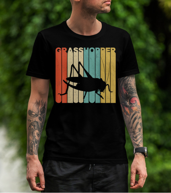 Grasshopper Vintage Retro Silhouette On T-Shirt