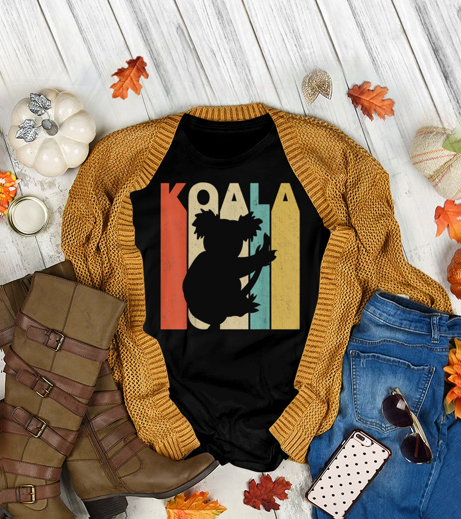 Vintage Retro Koala Silhouette with Multicolor Background T-Shirt