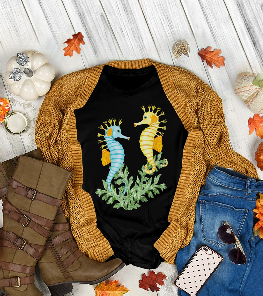 Tropical Seahorse Fantasy Duo Ocean Dance T-Shirt