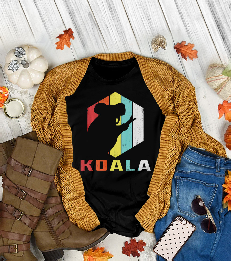 Vintage Koala Animal Lover Retro Rainbow Silhouette Zookeeper T-Shirt