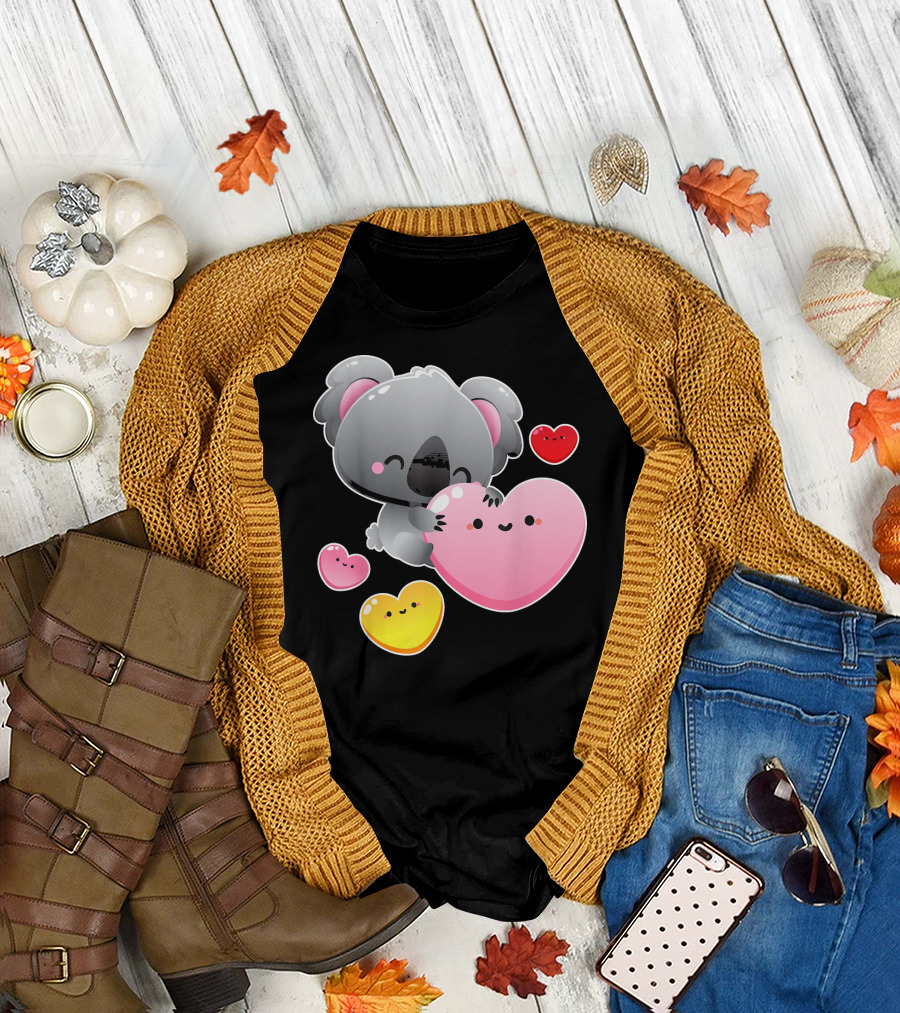 Valentines Day Koala Cute Hearts Kawaii T-Shirt