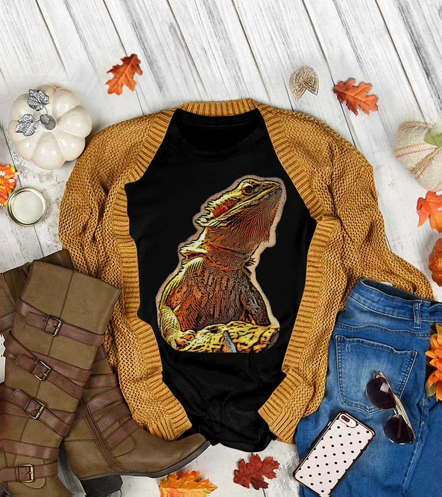 Bearded Dragon Lizard Reptile Sketch T-Shirt