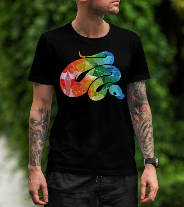 Rainbow Geometric Ball Python Pattern Ball Python T-Shirt