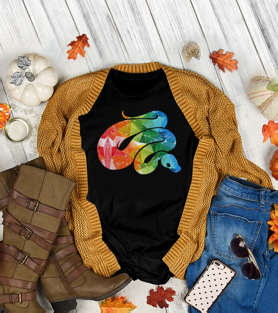 Rainbow Geometric Ball Python Pattern Ball Python T-Shirt