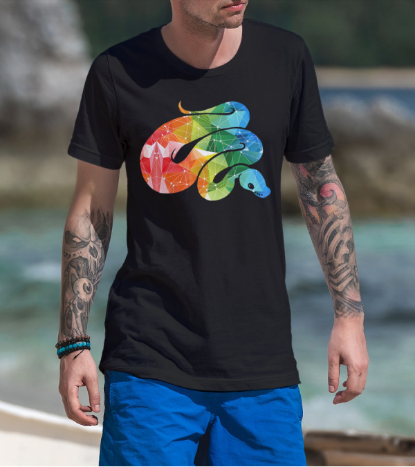 Rainbow Geometric Ball Python Pattern Ball Python T-Shirt