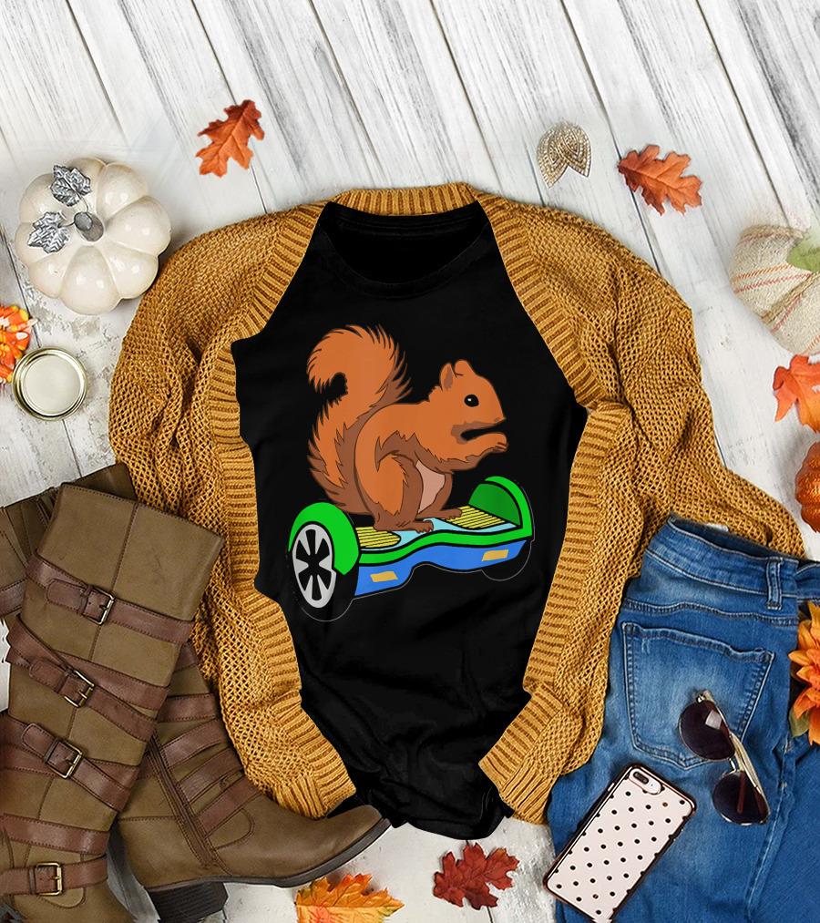 Cute Squirrel Riding Hoverboard Electric Scooter T-Shirt