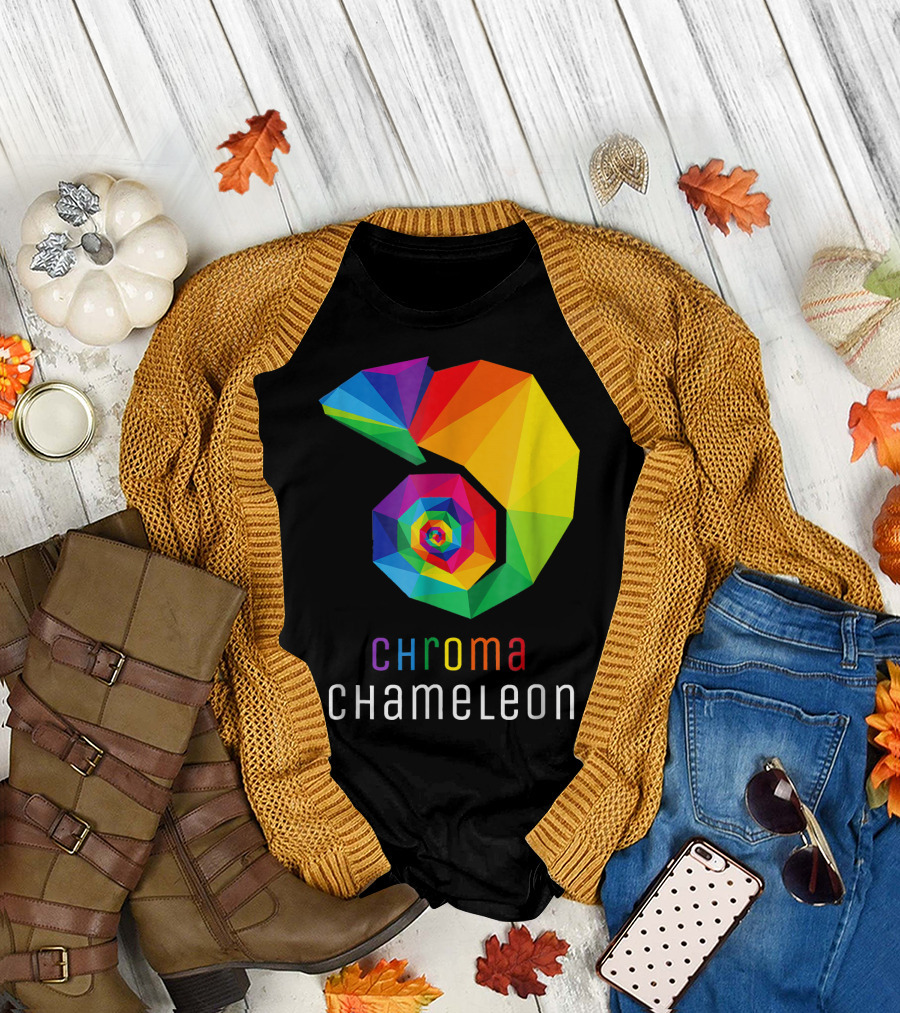 Chroma Chameleon Colorful Geometric Fibonacci Rainbow T-Shirt