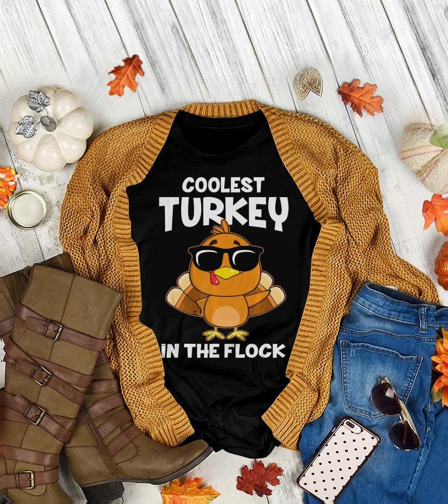 Coolest Turkey in the Flock Wearing Sunglasses T-Shirt