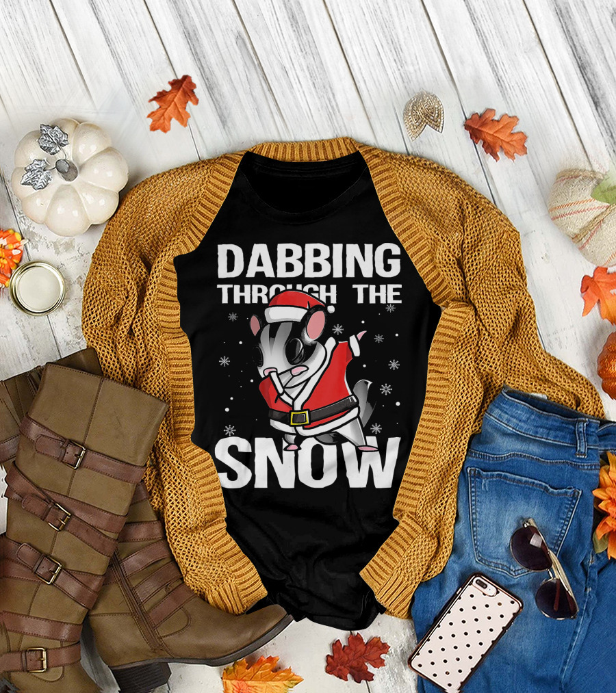 Dabbing Through the Snow Christmas Dabbing Sugar Glider Santa Cla T-Shirt