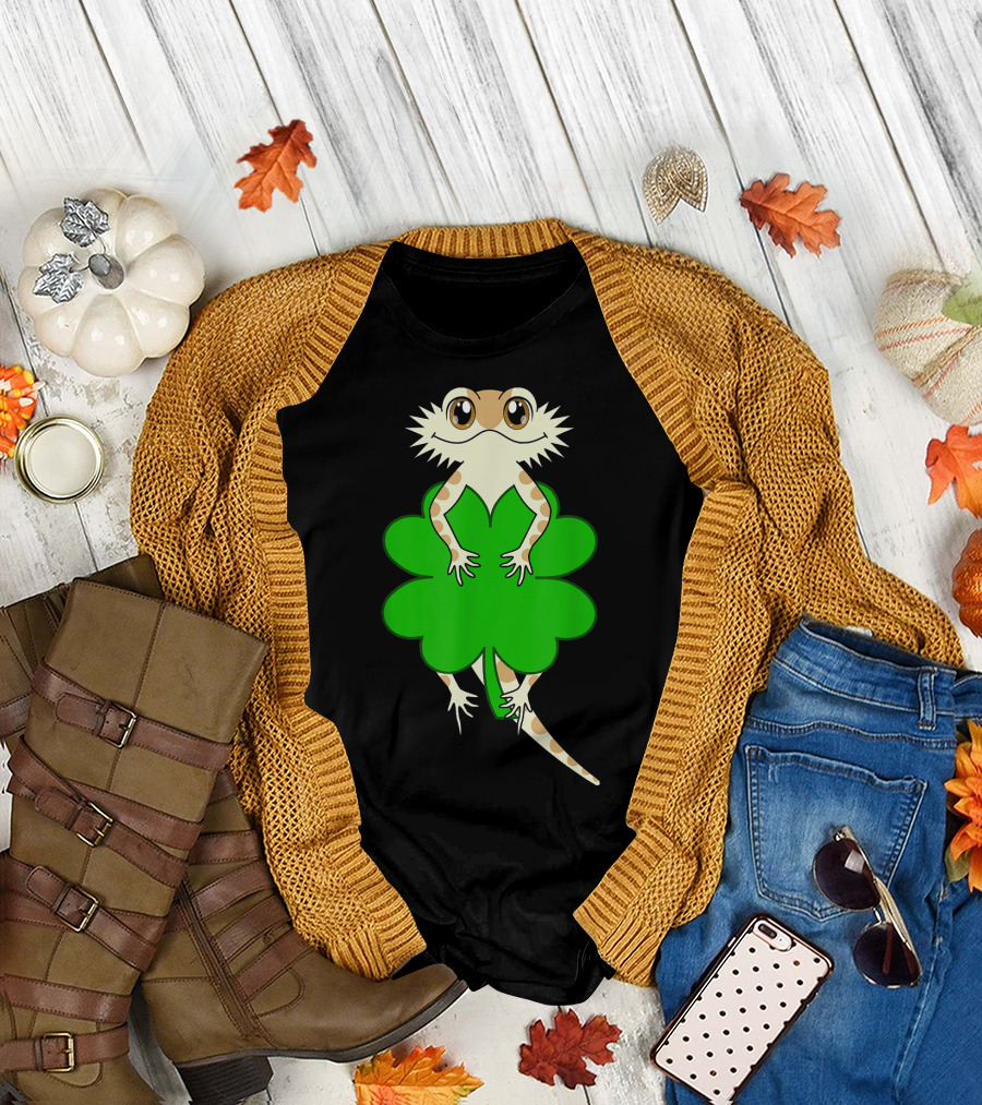 Bearded Dragon St Patricks Day Shamrock Luck T-Shirt