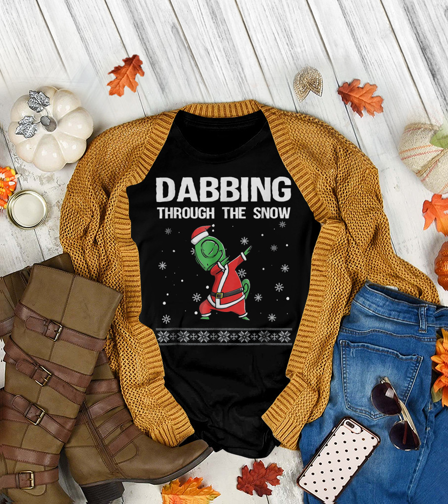 Dabbing Through The Snow Chameleon Santa Clause Chris T-Shirt