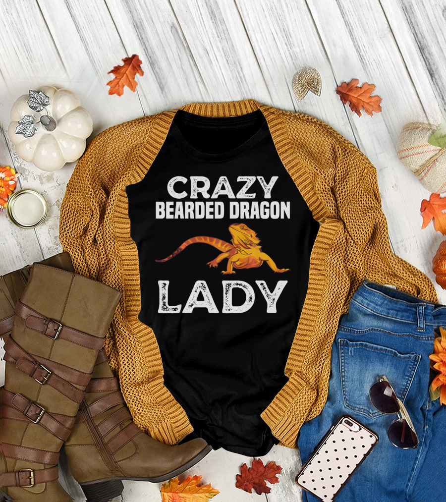 Crazy Bearded Dragon Lady Enthusiast Reptile Lover T-Shirt