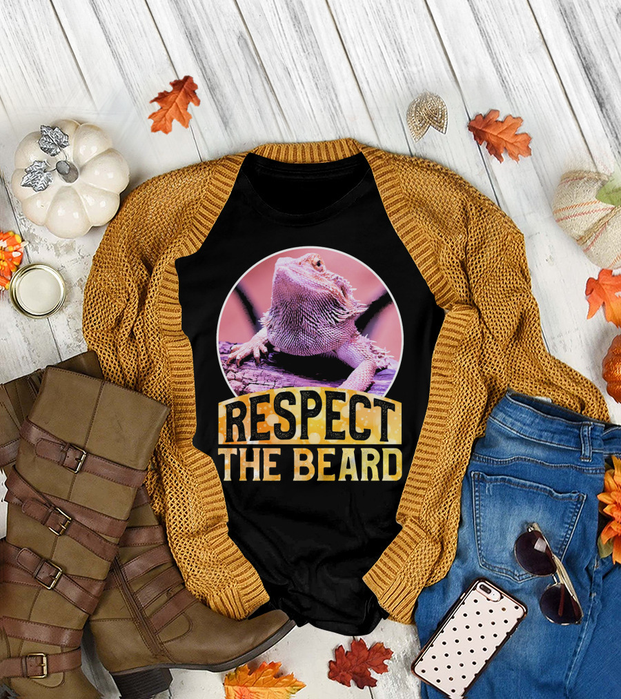 Funny Bearded Dragon Respect The Beard T-Shirt