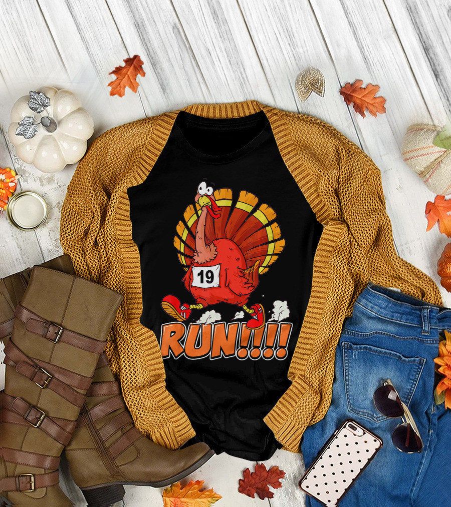 Funny Turkey Run Thanksgiving Family Trot Turkey Trot 19 T-Shirt