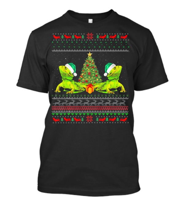 Elf Bearded Dragon Christmas Tree Santa Hat T-Shirt