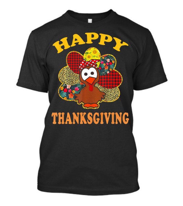 HAPPY THANKSGIVING Turkey Patchwork T-Shirt