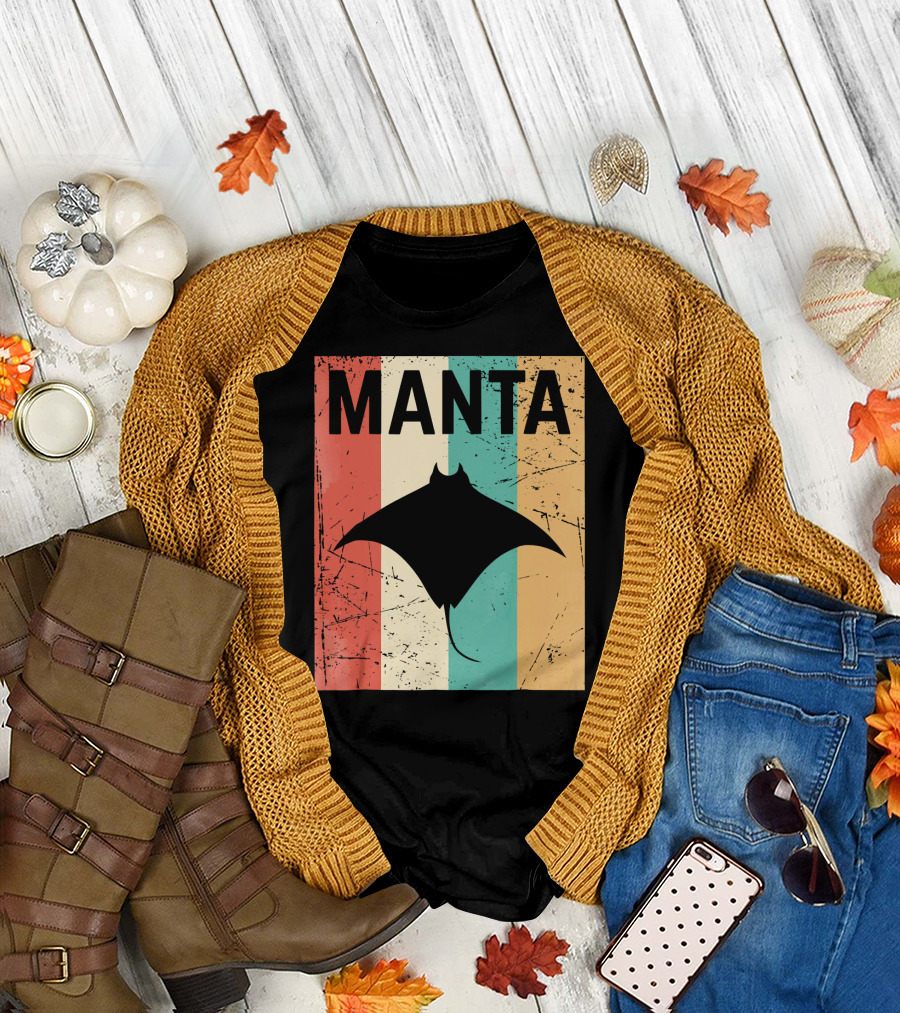 Manta Ray Retro Rainbow Anima Vintage Stripes T-Shirt