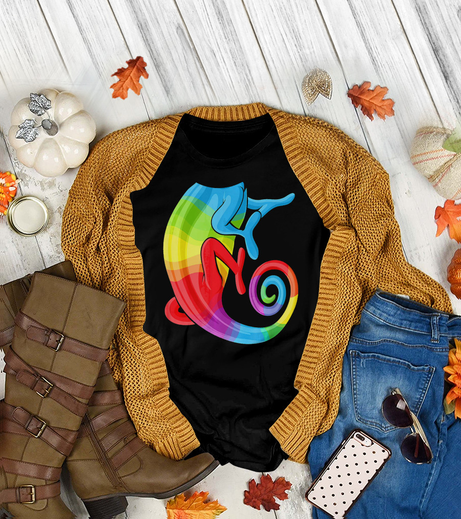 Halloween Colorful Chameleon Animal Cosplay Bod T-Shirt