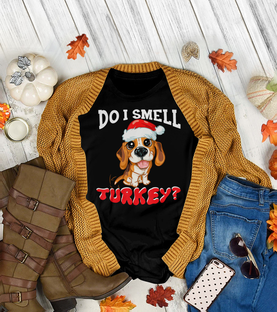 Do I Smell Turkey Cute Beagle Dog in Santa Hat T-Shirt