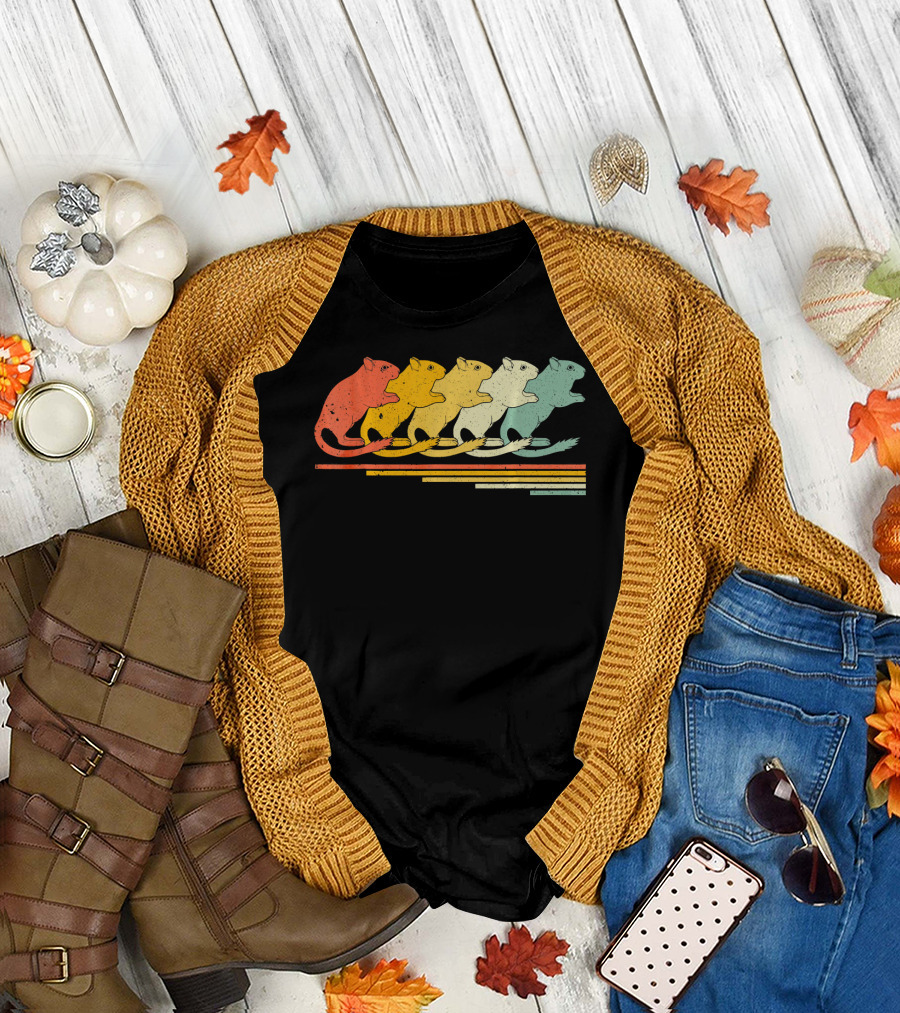 Gerbil Retro Vintage 70s 80s Multicolored Animal Print T-Shirt