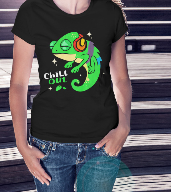 Chill Out Headphone Chameleon Music Relaxation T-Shirt