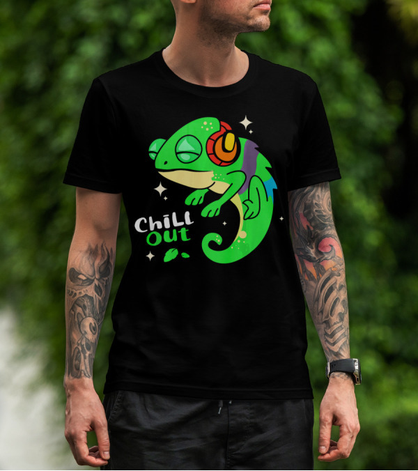 Chill Out Headphone Chameleon Music Relaxation T-Shirt