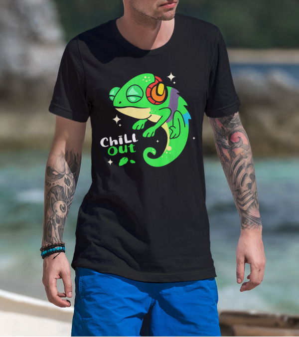 Chill Out Headphone Chameleon Music Relaxation T-Shirt