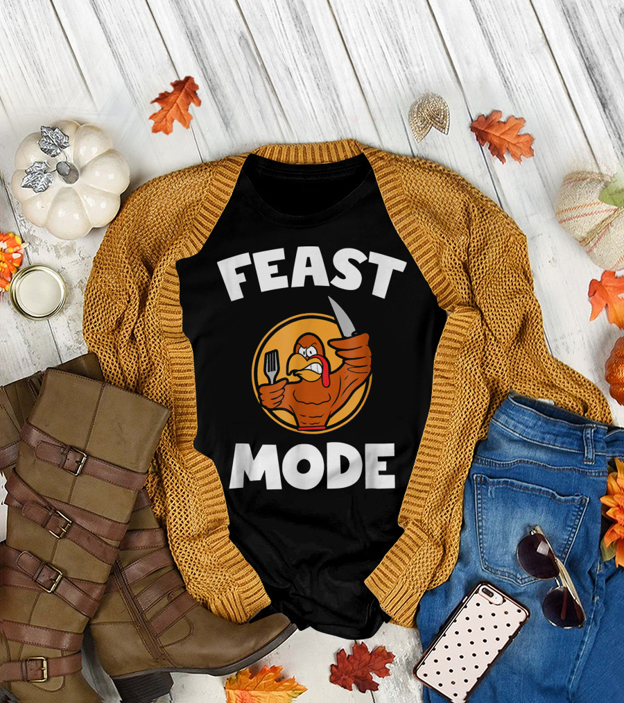 Feast Mode Thanksgiving Family Turkey Fork Knife T-Shirt