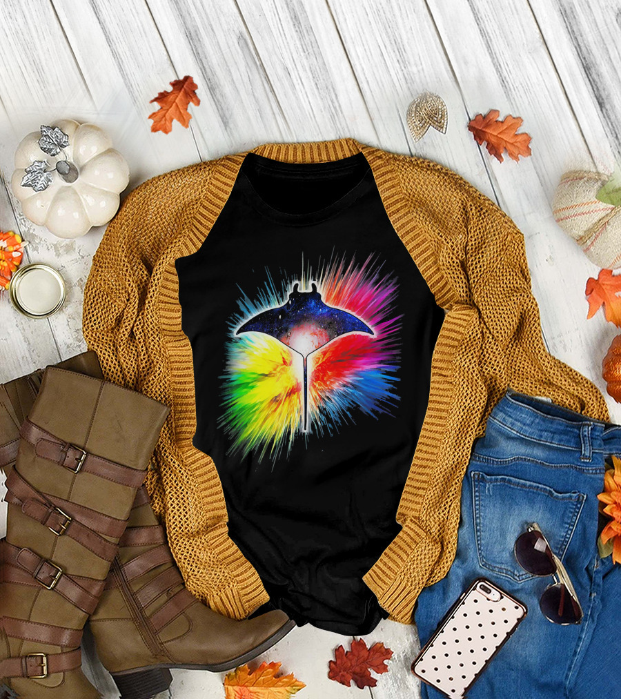 Manta Ray Galaxy Splash Radiant Cosmic Explosion T-Shirt