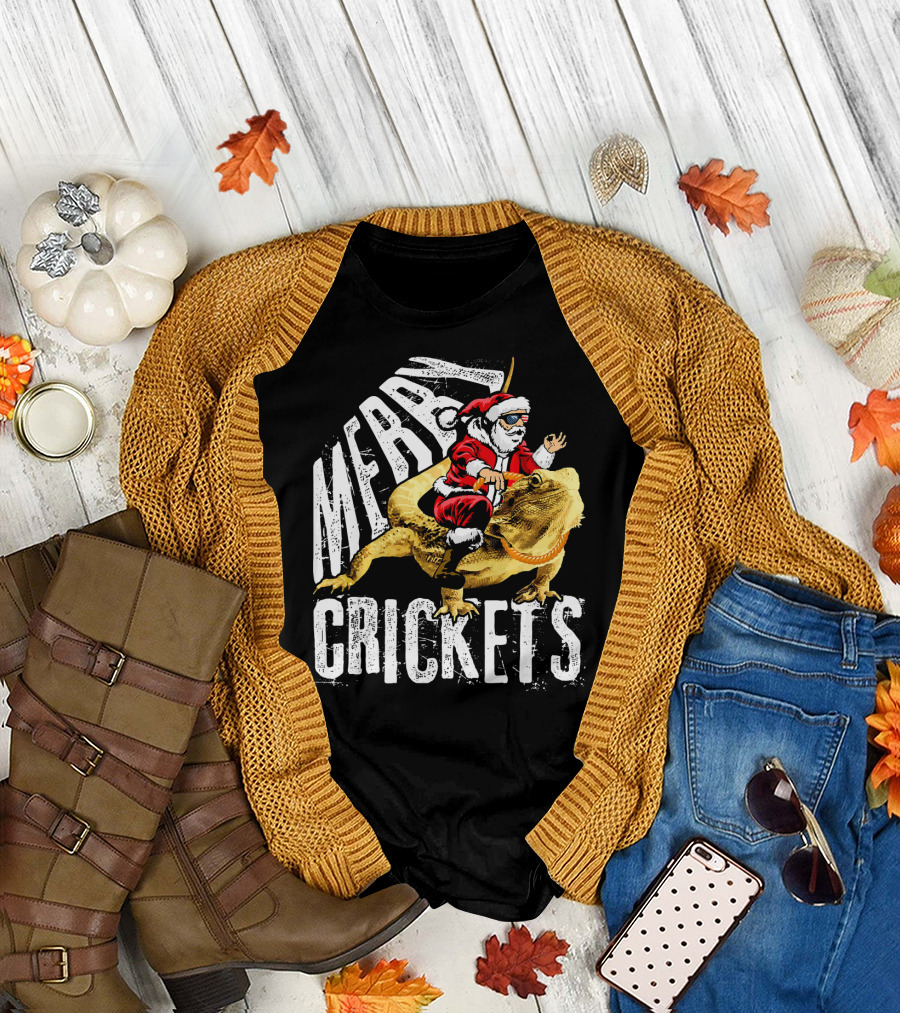 Merry Crickets Santa Riding Pogona T-Shirt