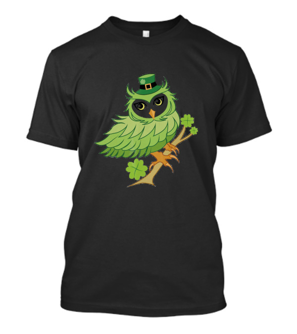 Leprechaun Hat Owl With Shamrocks Saint Patrick's Day St Pats T-Shirt
