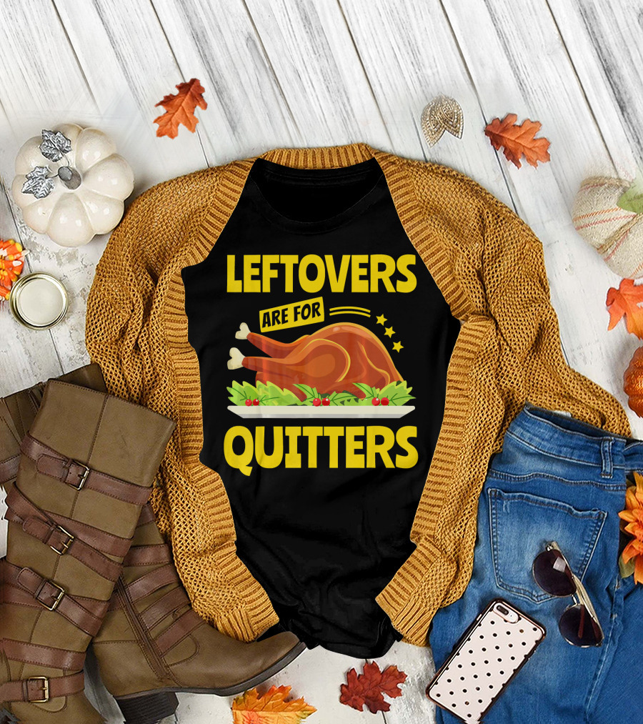 Leftovers Are For Quitters Roast Turkey Plate with Stars T-Shirt