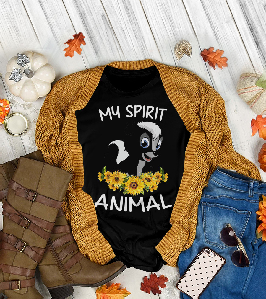 My Spirit Animal Is Skunk with Sunflowers T-Shirt