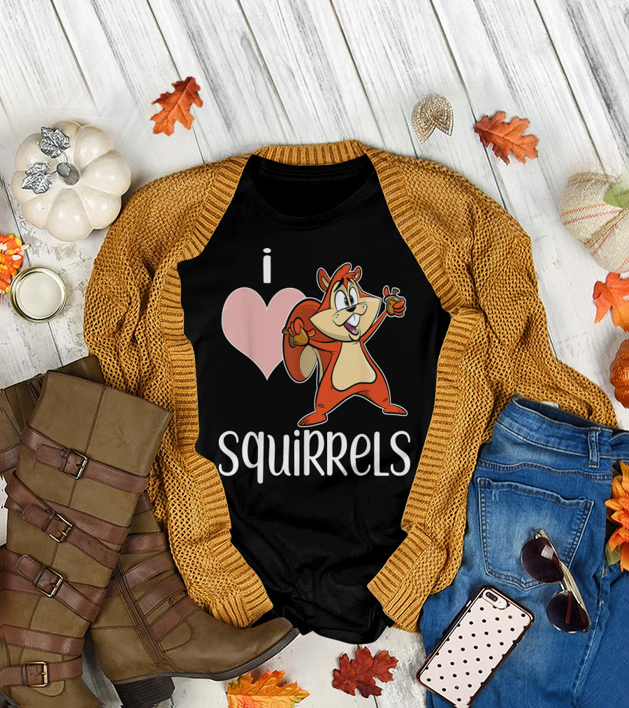 I Love Squirrels Squirrel Cartoon Character Fun T-Shirt