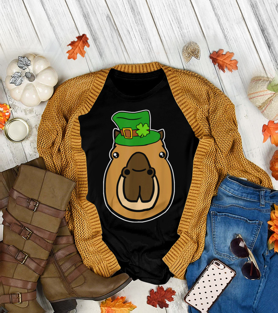 Leprechaun Capybara St. Patrick's Day Shamrock Hat T-Shirt