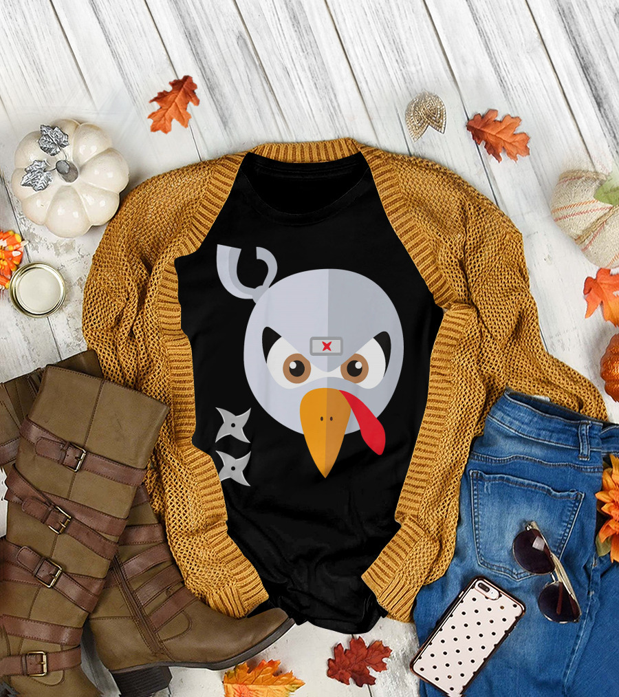 Ninja Turkey with Shuriken Eyes and Headband T-Shirt