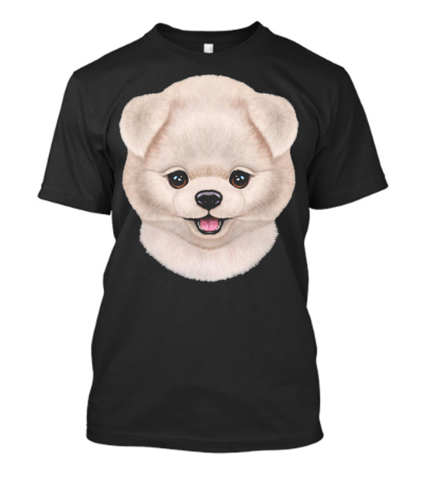 White Pomeranian Puppy Face Dog Cute Fluffy T-Shirt