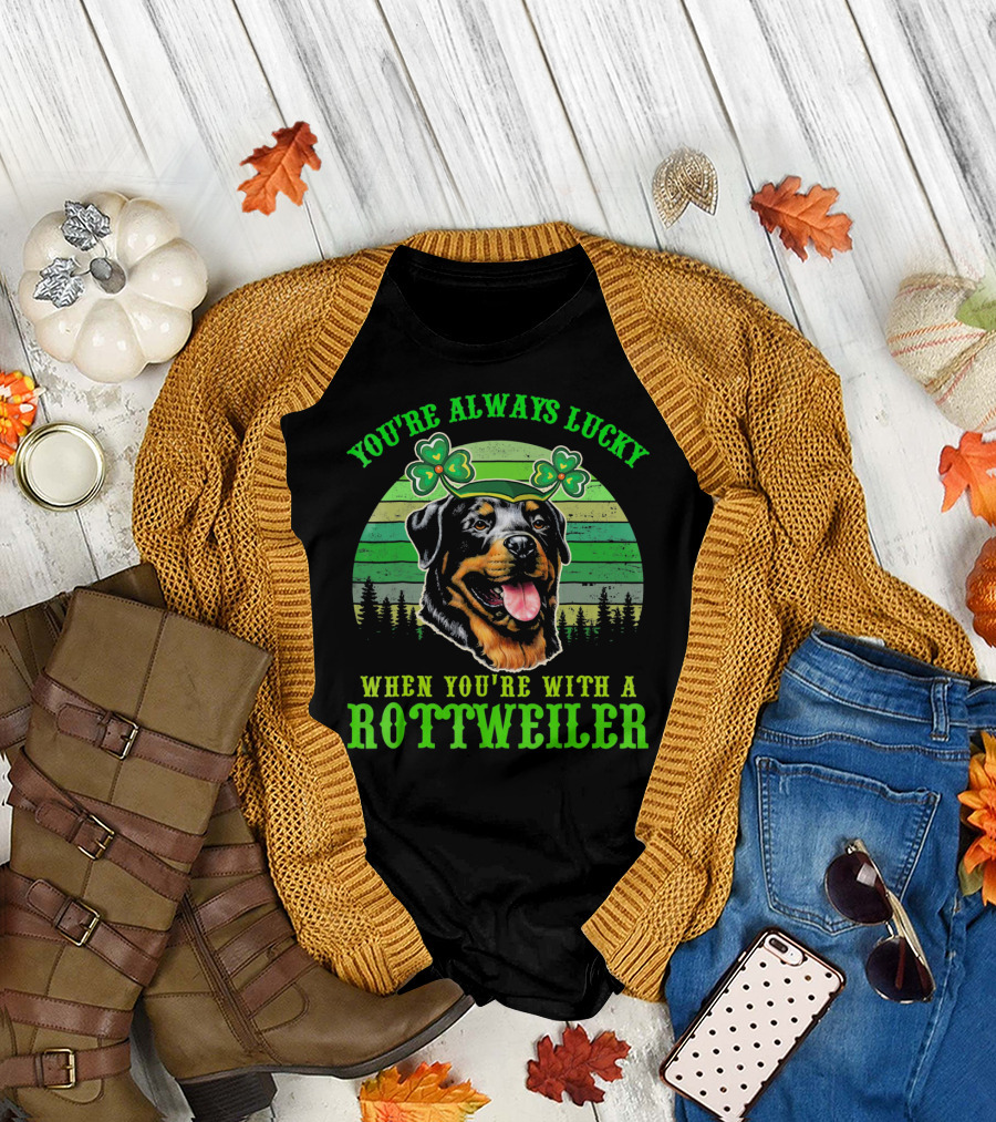 You're Always Lucky With a Rottweiler and Shamrock Charm T-Shirt