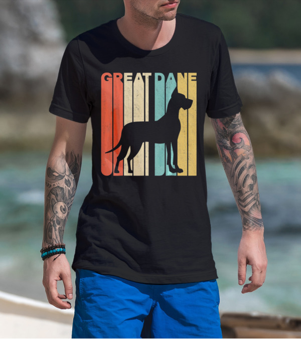 Great Dane Vintage Retro Silhouette Flag T-Shirt