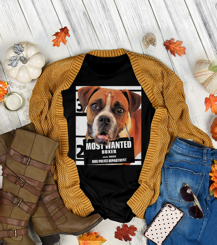 Most Wanted Boxer Dog Case No. 1561552 Dog Police Department T-Shirt