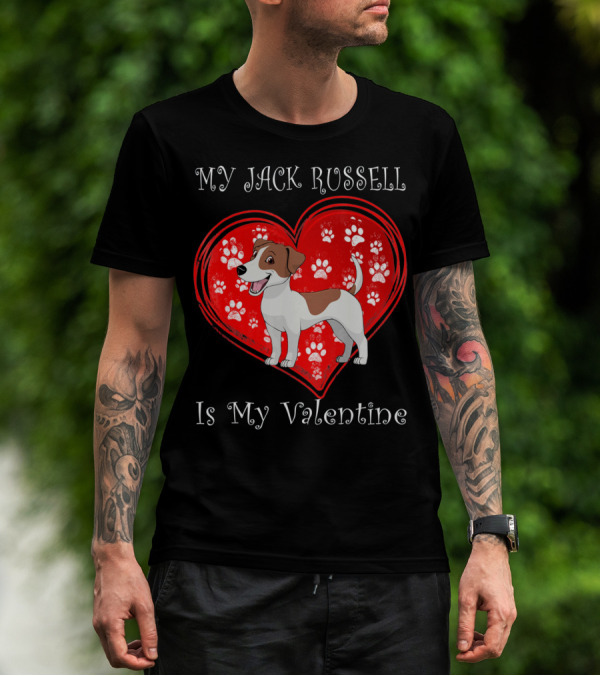 My Jack Russell Is My Valentine Paw Heart T-Shirt