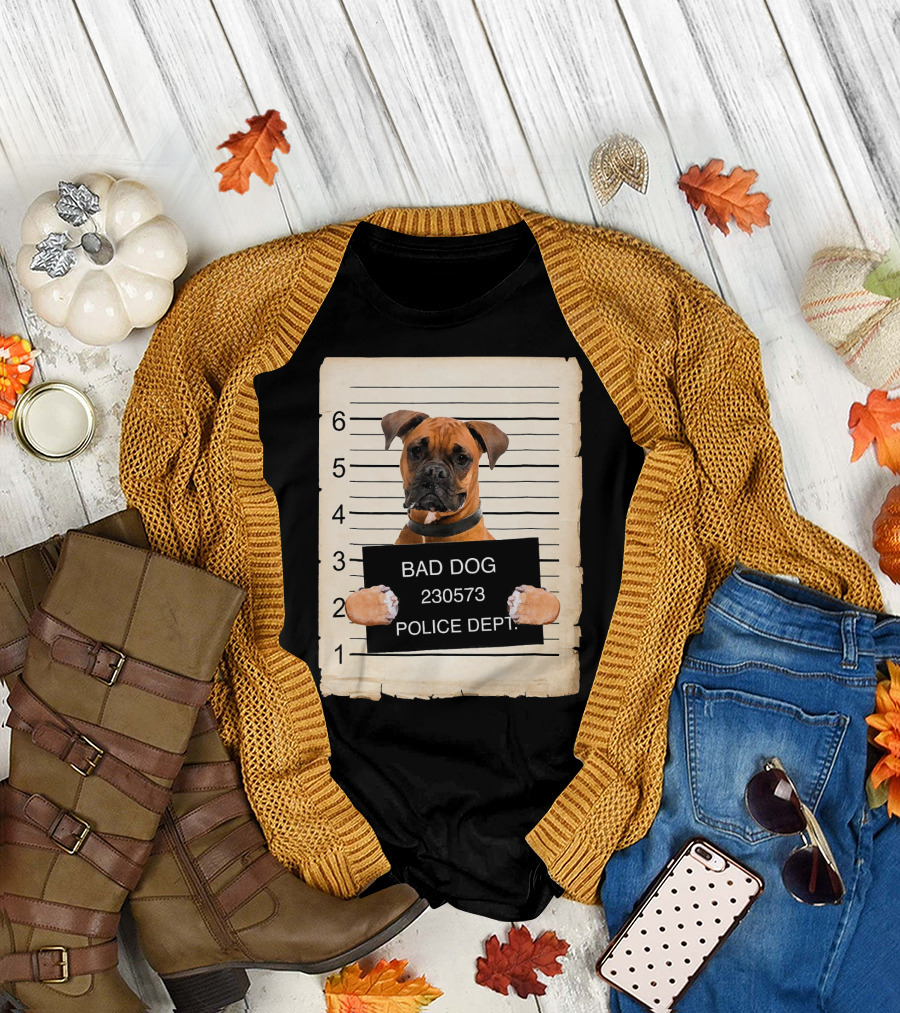 Bad Dog Boxer Police Dept Mugshot 230573 T-Shirt