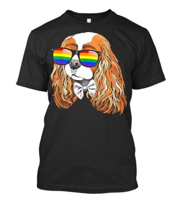 Cavalier King Charles Spaniel Rainbow Sunglasses Pride T-Shirt